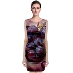 Red And Green Grapes Sleeveless Velvet Midi Dress by FunnyCow