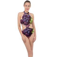 Red And Green Grapes Halter Side Cut Swimsuit by FunnyCow