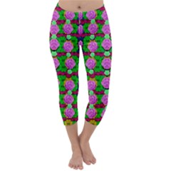 Roses And Other Flowers Love Harmony Capri Winter Leggings  by pepitasart