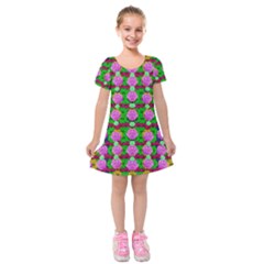 Roses And Other Flowers Love Harmony Kids  Short Sleeve Velvet Dress by pepitasart