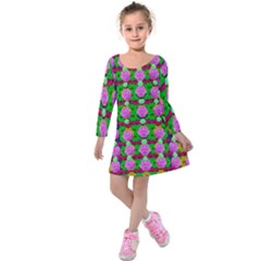 Roses And Other Flowers Love Harmony Kids  Long Sleeve Velvet Dress by pepitasart