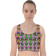 Roses And Other Flowers Love Harmony Velvet Racer Back Crop Top by pepitasart