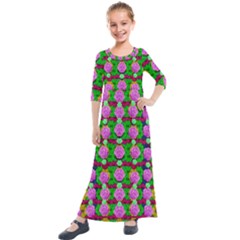 Roses And Other Flowers Love Harmony Kids  Quarter Sleeve Maxi Dress by pepitasart