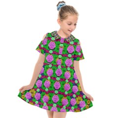 Roses And Other Flowers Love Harmony Kids  Short Sleeve Shirt Dress by pepitasart