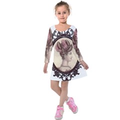 Frame 1775325 1280 Kids  Long Sleeve Velvet Dress