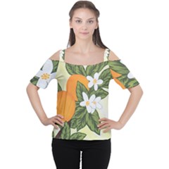 Orange Blossoms Cutout Shoulder Tee