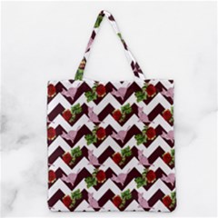 Cat Rose Chevron Grocery Tote Bag by snowwhitegirl