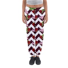 Cat Rose Chevron Women s Jogger Sweatpants by snowwhitegirl