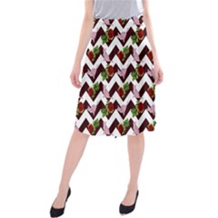 Cat Rose Chevron Midi Beach Skirt by snowwhitegirl