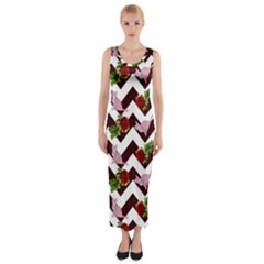 Cat Rose Chevron Fitted Maxi Dress by snowwhitegirl