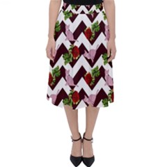 Cat Rose Chevron Folding Skater Skirt by snowwhitegirl