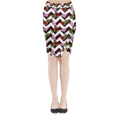 Cat Rose Chevron Midi Wrap Pencil Skirt by snowwhitegirl