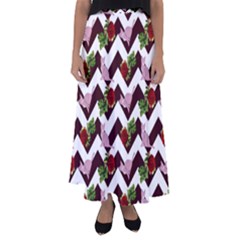 Cat Rose Chevron Flared Maxi Skirt by snowwhitegirl