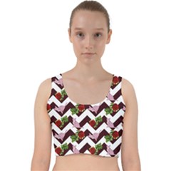 Cat Rose Chevron Velvet Racer Back Crop Top by snowwhitegirl