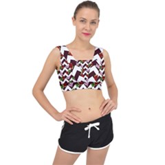 Cat Rose Chevron V-back Sports Bra by snowwhitegirl