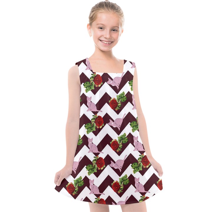 Cat Rose Chevron Kids  Cross Back Dress