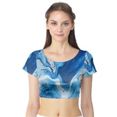 Cobalt Short Sleeve Crop Top by WILLBIRDWELL