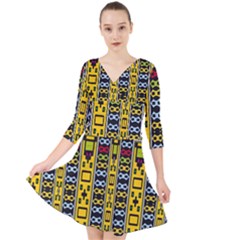 Shapes Rows                                            Quarter Sleeve Front Wrap Dress by LalyLauraFLM