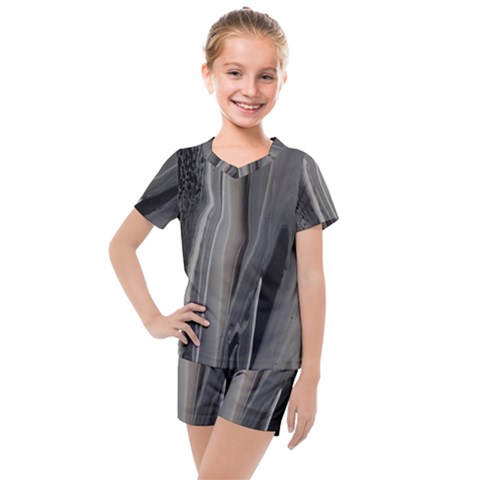 Black Marble Kids  Mesh Tee And Shorts Set by WILLBIRDWELL