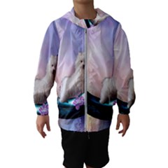 Cute Little Maltese Puppy On The Moon Hooded Windbreaker (kids) by FantasyWorld7