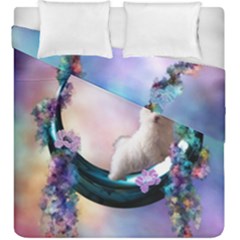 Cute Little Maltese Puppy On The Moon Duvet Cover Double Side (king Size) by FantasyWorld7