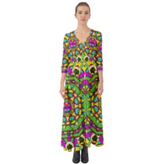 Cool Colors To Love And Cherish Button Up Boho Maxi Dress by pepitasart