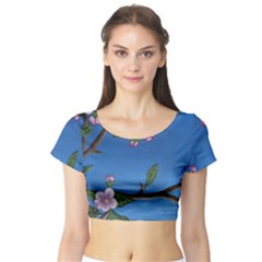 Cherry Blossoms Short Sleeve Crop Top