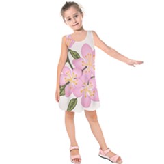 Pink Flowers Kids  Sleeveless Dress