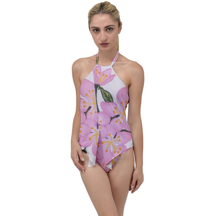 Pink Flowers Go with the Flow One Piece Swimsuit