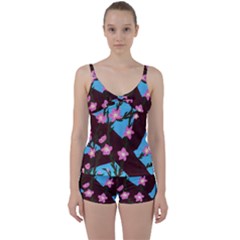 Cherry Blossom Branches Tie Front Two Piece Tankini