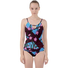 Cherry Blossom Branches Cut Out Top Tankini Set