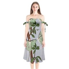 Lunar Moths Shoulder Tie Bardot Midi Dress by lwdstudio