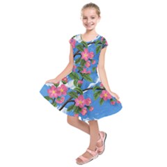 Cherry Blossoms Kids  Short Sleeve Dress