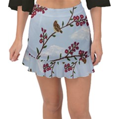 Robin On Plumb Tree Fishtail Mini Chiffon Skirt