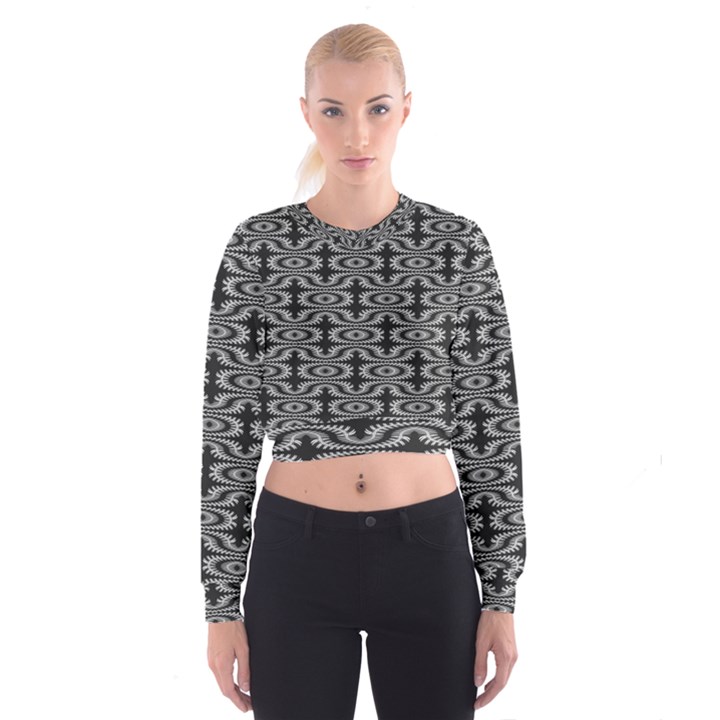 Monochrome Centipede Arabesque Cropped Sweatshirt