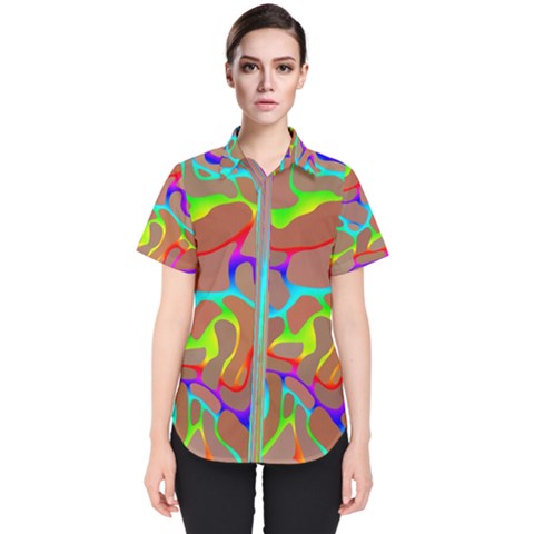 Colorful Wavy Shapes                                       Women s Short Sleeve Shirt by LalyLauraFLM