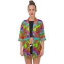 Colorful wavy shapes                                           Open Front Chiffon Kimono View1