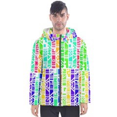 Colorful Stripes                                           Men s Hooded Puffer Jacket by LalyLauraFLM