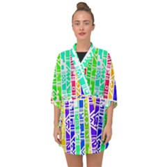 Colorful Stripes                                        Half Sleeve Chiffon Kimono by LalyLauraFLM