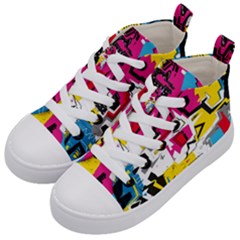 Distorted Shapes                                    Kid s Mid-top Canvas Sneakers by LalyLauraFLM