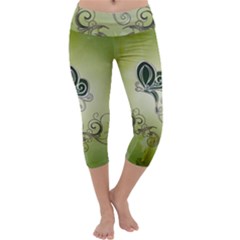 Wonderful Butterlies , Green Colors Capri Yoga Leggings by FantasyWorld7