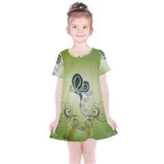 Wonderful Butterlies , Green Colors Kids  Simple Cotton Dress by FantasyWorld7