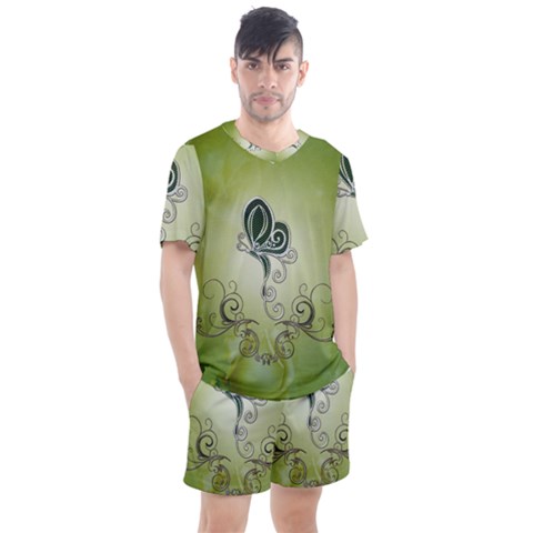 Wonderful Butterlies , Green Colors Men s Mesh Tee And Shorts Set by FantasyWorld7