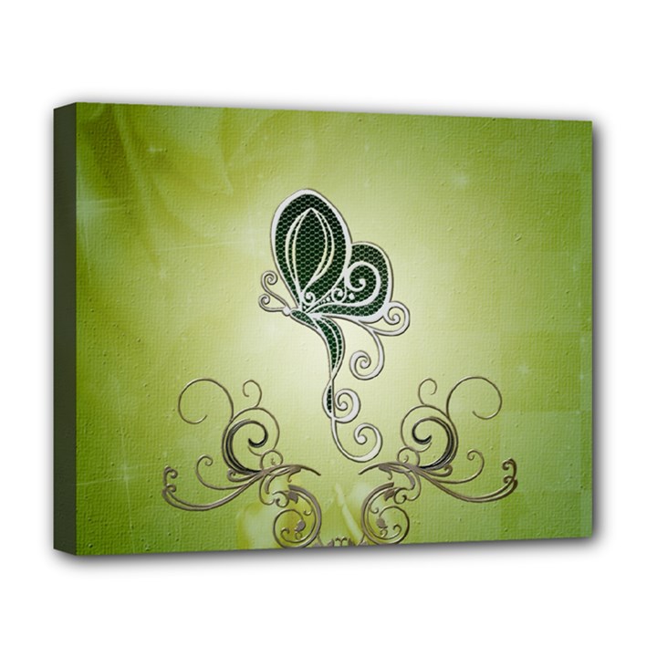 Wonderful Butterlies , Green Colors Deluxe Canvas 20  x 16  (Stretched)