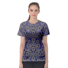 Blue Small Wonderful Floral In Mandalas Women s Sport Mesh Tee