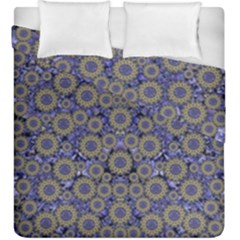 Blue Small Wonderful Floral In Mandalas Duvet Cover Double Side (king Size) by pepitasart