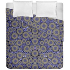 Blue Small Wonderful Floral In Mandalas Duvet Cover Double Side (california King Size) by pepitasart