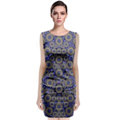 Blue Small Wonderful Floral In Mandalas Classic Sleeveless Midi Dress by pepitasart