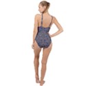 Blue Small Wonderful Floral In Mandalas High Neck One Piece Swimsuit View2