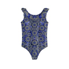 Blue Small Wonderful Floral In Mandalas Kids  Frill Swimsuit by pepitasart